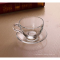 Haonai hot glassware, Glass coffee cup and saucer set